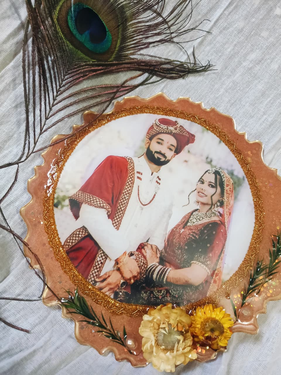 Custom Resin Art Couple Photo Frame – 8 Inch